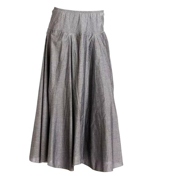 KAREN KANE NWT Women's XL Blue Gray 100% Cotton Seamed Elastic Waist Maxi‎ Skirt - Picture 1 of 9
